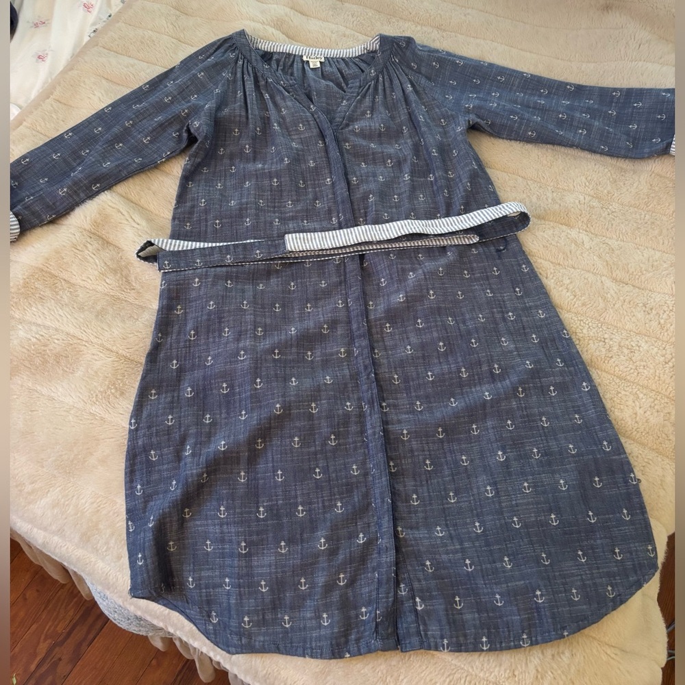 Blue chambray anchor shirt dress  by Hatley with detachable belt size M